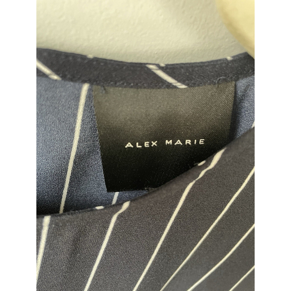 NWT Alex Marie Navy And Ivory Striped Sleeveless Lightweight Blouse Size Small - Picture 2 of 7